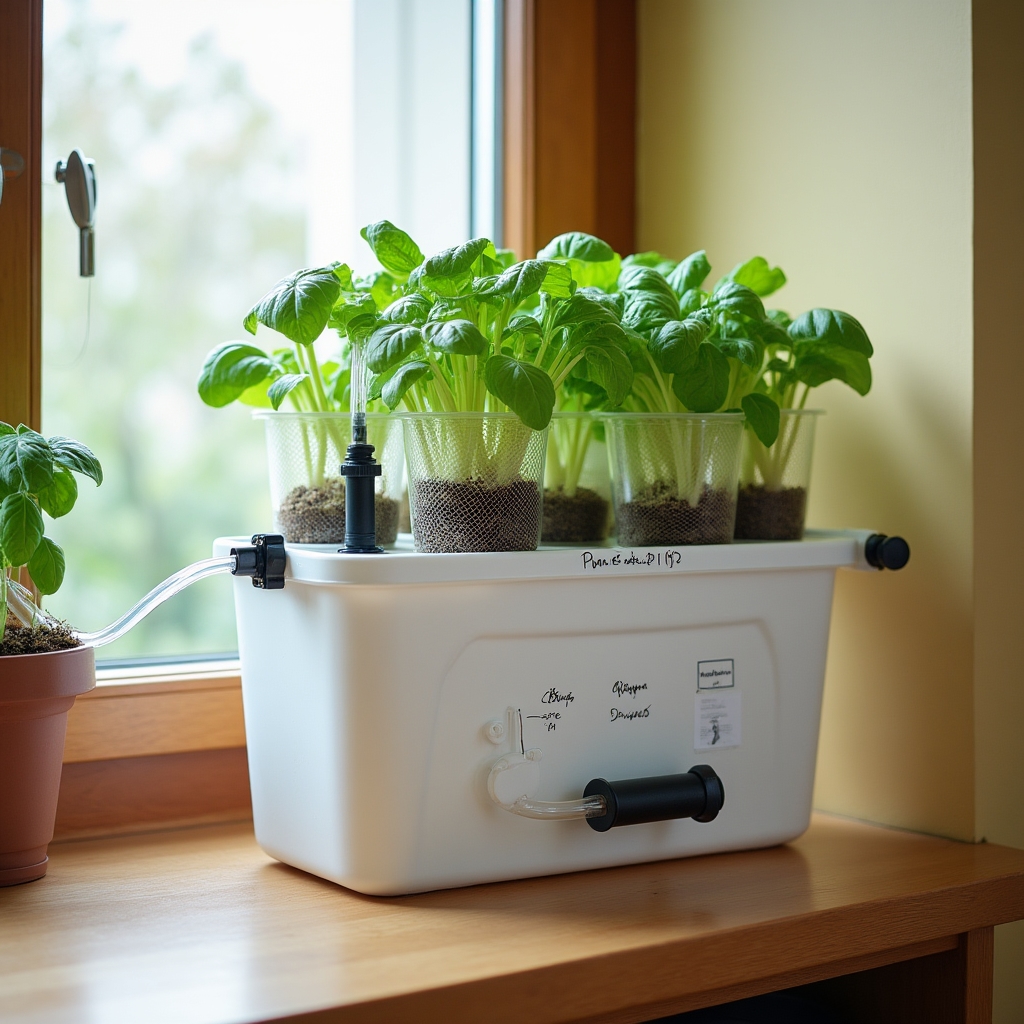 DIY hydroponická stanice sestavená z materiálů z hobby marketu