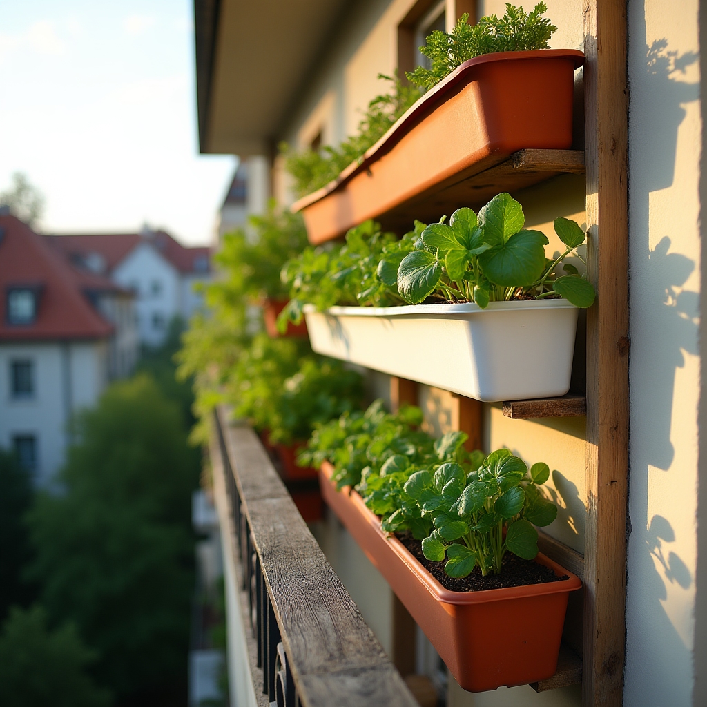Vertikální zahrada na balkóně panelového domu